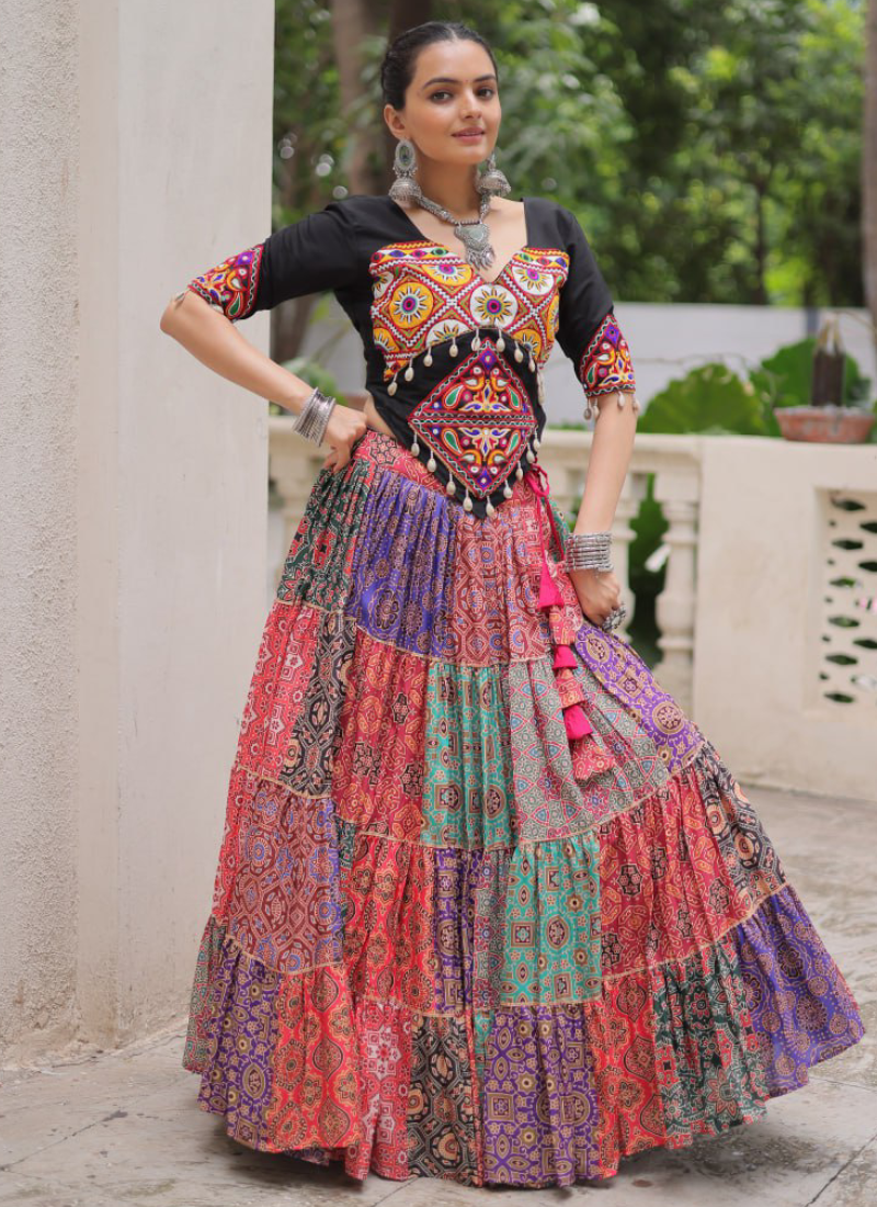 Amazing Digital Printed Multi Color Cotton Navratri Special Crop Top