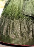 Amazing Embroidered Work Chinon Silk Mehendi Green Lehenga Choli