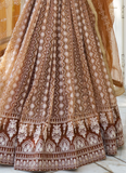 Amazing Sequence Work Net Brown Sangeet Function Lehenga Choli