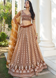 Amazing Sequence Work Net Brown Sangeet Function Lehenga Choli