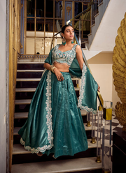 Amazing Silk Plain Teal Green Lehenga With Sequence Embroidered Blouse