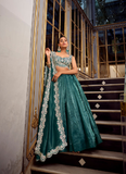 Amazing Silk Plain Teal Green Lehenga With Sequence Embroidered Blouse