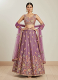 Appealing Sequence Embroidered Lavender Organza Lehenga Choli
