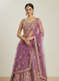 Appealing Sequence Embroidered Lavender Organza Lehenga Choli