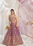 Appealing Sequence Embroidered Lavender Organza Lahenga Choli