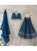 Attractive Sequence Work Georgette Navy Blue Lehenga Choli