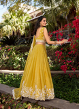 Attractive Thread Embroidered Silk Haldi Special Yellow Lehenga Choli