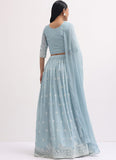 Awesome Ice blue Georgette Embroidered Wedding Lehenga Choli With Dupatta