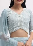 Awesome Ice blue Georgette Embroidered Wedding Lehenga Choli With Dupatta