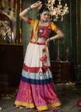 Awesome Printed Cotton White Lehenga Choli For Navratri Function