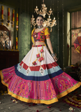 Awesome Printed Cotton White Lehenga Choli For Navratri Function