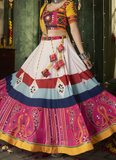 Awesome Printed Cotton White Lehenga Choli For Navratri Function