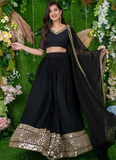 Beautiful Embroidered Georgette Party Wear Black Lehenga Choli