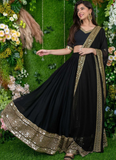 Beautiful Embroidered Georgette Party Wear Black Lehenga Choli