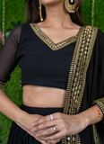 Beautiful Embroidered Georgette Party Wear Black Lehenga Choli