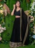 Beautiful Embroidered Georgette Party Wear Black Lehenga Choli