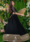 Beautiful Embroidered Georgette Party Wear Black Lehenga Choli