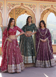 Beautiful Embroidery Sequence Work Viscose Jacquard Wedding Lehenga Choli