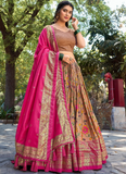 Beautiful Kalamkari Printed Light Brown Silk Festive Lehenga Choli