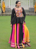 Beautiful Navratri Special Rayon Multi Color Lehenga With Peplum Top