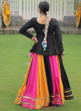 Beautiful Navratri Special Rayon Multi Color Lehenga With Peplum Top