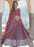 Beautiful Rani Pink Sequence Work Viscose Jacquard Lehenga Choli