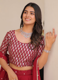 Beautiful Red Georgette Sequence Work Lehenga Choli For Wedding