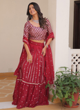 Beautiful Red Georgette Sequence Work Lehenga Choli For Wedding