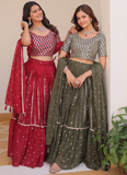 Beautiful Red Georgette Sequence Work Lehenga Choli For Wedding