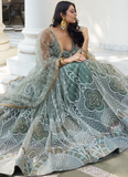 Beautiful Thread Work Net Party Wear Dusty Green Lehenga Choli