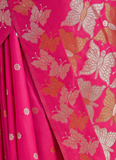 Beautiful Zari Weaving Banarasi Silk Rani Pink Bridesmaid Saree
