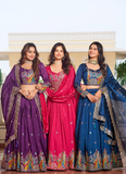 Bewitching Heavy Sequence Embroidered Vichitra Silk Pink Lehenga Choli