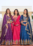 Bewitching Heavy Sequence Embroidered Vichitra Silk Pink Lehenga Choli