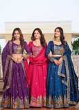 Bewitching Heavy Sequence Embroidered Vichitra Silk Pink Lehenga Choli
