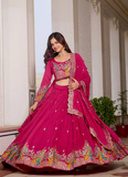 Bewitching Heavy Sequence Embroidered Vichitra Silk Pink Lehenga Choli