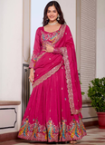 Bewitching Heavy Sequence Embroidered Vichitra Silk Pink Lehenga Choli