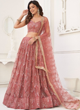 Blush Pink Embroidered Butterfly Net Lehenga Choli For Wedding