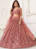 Blush Pink Embroidered Butterfly Net Lehenga Choli For Wedding