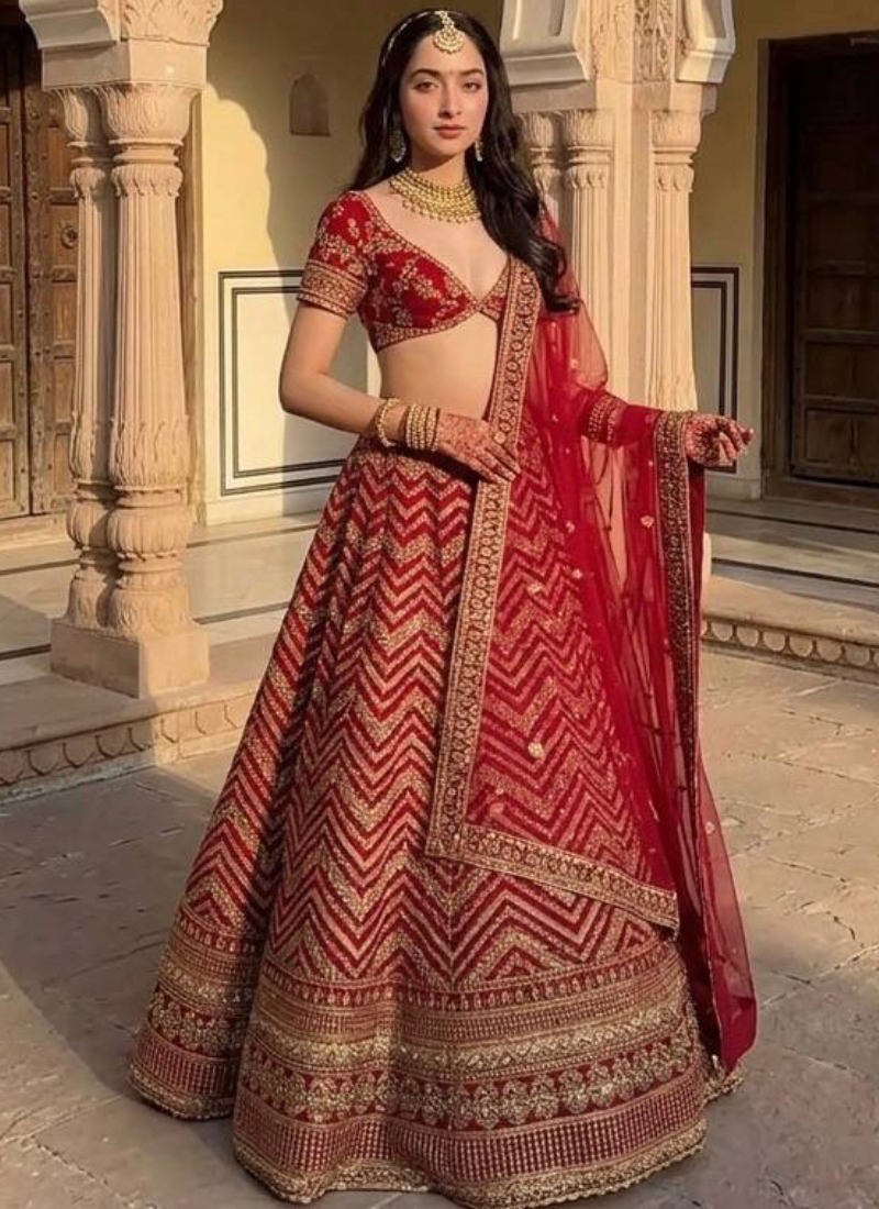 Bridal Wear Heavy Sequence Thread Work Maroon Thai Silk Lehenga Choli