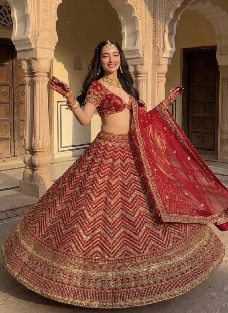 Bridal Wear Heavy Sequence Thread Work Maroon Thai Silk Lehenga Choli