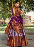 Captivating Jacquard Silk Lavender Zari Weaving Paithani Lehenga Choli