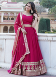 Charismatic Georgette Embroidered Pink Traditional Lehenga Choli