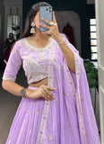 Charismatic Georgette Sequence Work Lavender Lehenga Choli