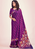 Charismatic Purple Banarasi Saree In Zari Weaving Work For Wedding