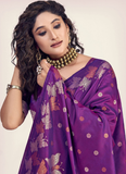 Charismatic Purple Banarasi Saree In Zari Weaving Work For Wedding