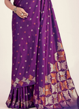 Charismatic Purple Banarasi Saree In Zari Weaving Work For Wedding