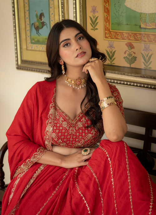 Charismatic Sequence Work Crush Silk Red Lehenga Choli For Women