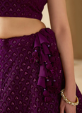 Charismatic Thread Work Georgette Wine Lehenga Choli With Dupatta