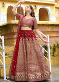 Charming Raw Silk Heavy Embroidered Wedding Wear Maroon Lehenga Choli