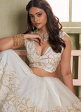 Charming Off white Net Party Wear Embroidered Lehenga Choli